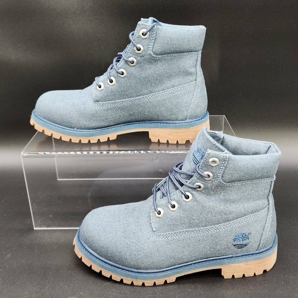 Timberland Blue Denim Canvas‎ Boots Boys 5 Women 6.5 Rugged Workwear A1VHV